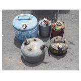 Group of galvanized and metal fuel cans