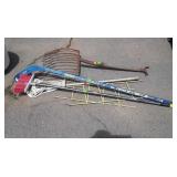 Group lot, includes hockey stick, broom, lacrosse