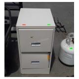Two drawer filing cabinet, does have key 30" tall