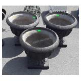 Three Poly urn style planters 15" tall