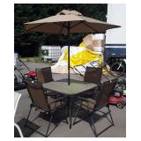 Glass top patio table 36x36x14 with four chairs