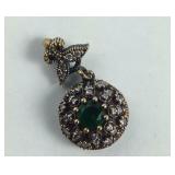 Deco 1.50ctw emerald and white sapphire gold over