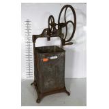 DAZEY churn. Missing paddle and has rust holes