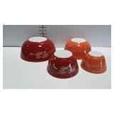 Nest of 4 Pryex bowls, some scratches - Autum