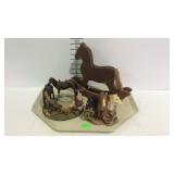 Horse Decor lot. Small wooden Rocking horse,