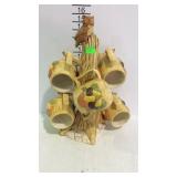 Mid Century Coffee Mugs and Holding Tree. Ceramic