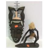 Two pc. Tribal Wall Decor. Wooden carved Facial