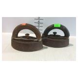 Two Antique Cloths Irons, Sad iron style with