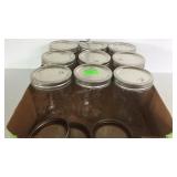 Nine Canning Jars. Ball Clear wide mouth pint