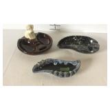 Ceramic / pottery ash trays, 1 is marked Roseville