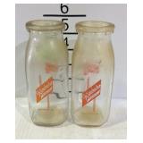 2 Half pint dairy bottles- Winchester Creamery Inc