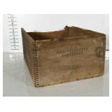 Wooden Dupont explosives crate. Side is loose and