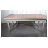 Table, 3x6ft wooden top on gray painted leg base,