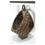 Wooden magazine basket. 22" high.