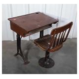 Antique School Desk, 2pc with writing desk having