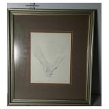 Framed and matted print and poem titled "The