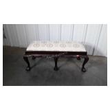 Bed bench. Mahogany base with 6 carved Ball and