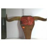 Mounted steer horns with skull cap. 22" tip to