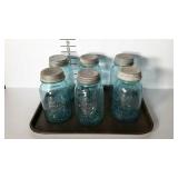 QUART BALL jars with zinc lids, total of six jars.