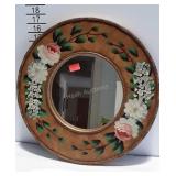 Round mirror with painted flowers