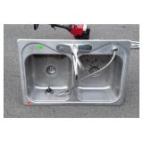 Double bowl stainless steel sink 33" long