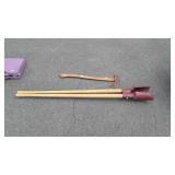 Post hole diggers and small axe