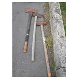 Three Tools, double sided Axe, sledge hammer,