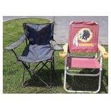 Two Folding chairs, Redskins, and blue camping