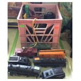 Model trains - 2 engines, 2 tenders, 6 cars, track