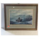 Framed wall art - man in sea John Sisson 