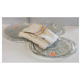 Home goods - 2 tablecloths, 3 round glass serving