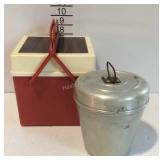 Aluminum pudding mold, and poly picnic pail
