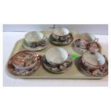 6 Asian theme cup & saucer sets
