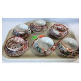 6 Asian theme cup & saucer sets