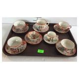 8 Asian theme cup & saucer sets, small size