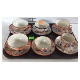 6 Asian theme cup & saucer sets