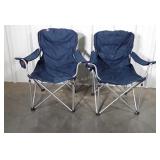 Two camping chairs one has tear on right arm