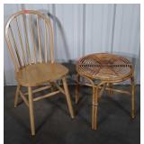 Chair and Rattan Stand. Nice single maple Dining
