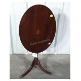 Tilt Top Table oval top with inlay design. Leg