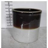 Crock, gallon size brown over white Pottery