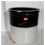 Crock, brown over white pottery 6 gallon crock