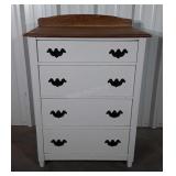 Painted Chest of drawers, oak top with backsplash