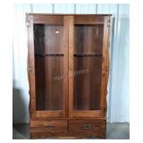 Walnut Rifle Cabinet,  double glass doors with