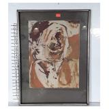 Framed Wall Art. Lady 21x28" wear on matting as