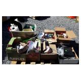 Skid lot, includes Christmas decor, fishing pole,