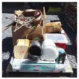 Skid lot, includes kitchenware, hat, large