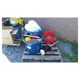 Skid lot, includes all sports balls and two blue