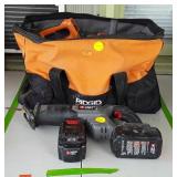 Ridgid construction tool bag with drills Saws