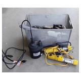 Mesh basket, with sub pump, lights, hand tools,