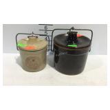 2 Cheese crocks with locking lids